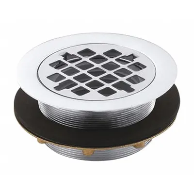 KOHLER Shower Drain: Brass, Chrome, 4 3/8 in Overall Dia, 2 in Overall Ht - Pan & Tile-In Shower Drains