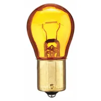 Incandescent lamp with BA15s single-contact bayonet base, S8 bulb shape, 12.5V AC rating, and amber light output. Used for sign lighting, indicator applications, warning signals, and decorative displays