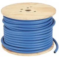 This nitrile bulk air hose features a vinyl nitrile cover in blue. With a 3/8 in inside diameter and a maximum working pressure of 300 psi at 70°F, it is suitable for compressed air systems, pneumatic tools, and general plant air distribution in industrial and workshop environments