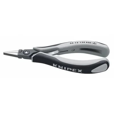 KNIPEX Flat Nose Plier: ESD-Safe, 3/4 in Max Jaw Opening, 5 1/4 in Overall Lg - Flat-Nose Pliers