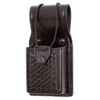 GOULD & GOODRICH, INC. Radio Pouch: Black, Leather, Basket Weave, 35 1/2 in x 2 3/4 in, Snap Closure (MPN B651-1W)