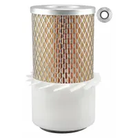 Round-oval engine air filter with axial seal. Outside diameter 4 3/32 in. Removes airborne contaminants from engine intake air for heavy equipment and industrial applications. Compatible with Komatsu vehicles