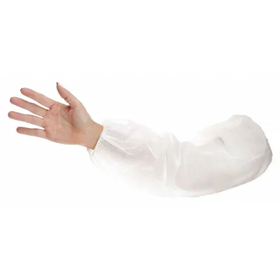 CELLUCAP Protective Sleeves: 18 in Overall Lg, Serged Seam, White, 1 mil Thick, Polypropylene - Sleeves for Non-Hazardous Dry Particulates