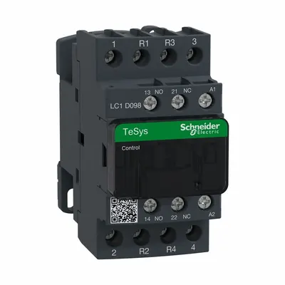 SCHNEIDER LC1D098G7 Non-Reversing IEC Contactor, 4 Poles, 2NO/2NC, 9 A - Non-Reversing IEC Contactors