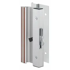 Recessed handle for sliding doors, measuring 7 1/8 in height and 2 5/8 in width. Designed for use on sliding doors in residential or light commercial settings, providing a flush-mounted locking solution.