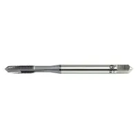 Spiral-point tap for threading aluminum and non-ferrous materials. #2-56 UNC thread size, H2 / 2B-3B tolerance, 2 flutes, plug chamfer. Spiral point pushes chips forward, reducing clogging in through-hole applications