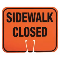 Traffic Cone Sign: ABS Plastic, 10 3/8 in Ht, 12 3/4 in Lg, Sidewalk Closed (MPN 03-550-SC)