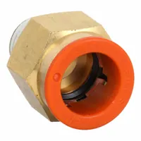 SMC Push-Fit Adapter Fitting: 1/2 in OD x 1/4 in Pipe Size, Push-to-Connect x BSPT, Brass, Brass (MPN KQ2H13-02AS)