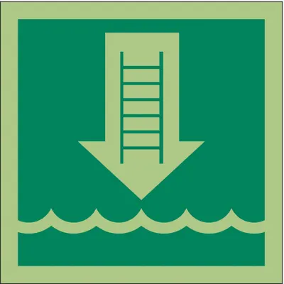 IMO (International Maritime Organization) Safety Sign: Vinyl, Adhesive Sign Mounting - Square Embarkation Ladder Symbol Signs