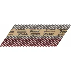 3-inch offset round head framing nails with smooth shank and diamond point. Plain finish. Pack of 3,000. Used for general framing, sheathing, and structural wood-to-wood fastening.