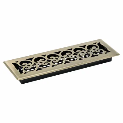 DECOR GRATES Floor Register: Floor, 15 1/2 in H, 5 1/2 in W, Decorative, Antiqued, Brass - Floor Registers