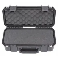 Suitcase-style protective case with pick and pluck foam interior for custom cutouts. Features latch closures and is carry-on size. Suitable for transporting and storing sensitive equipment such as cameras, audio gear, or tools