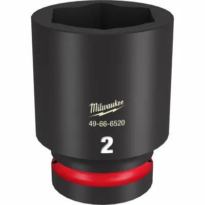 MILWAUKEE Deep Impact Socket: 1 in Drive Size, SAE, 2 in Socket Size, 6-Point, Deep - 1" Drive Impact Sockets