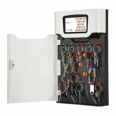 MEDECO Key Cabinet: 21 Key Capacity, Digital Lock, Steel, Brown, 16 7/8 in Ht - Key Cabinets with Digital Lock