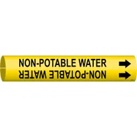Pipe Marker: Non-Potable Water, Yellow, Black, Fits 3/4 to 1 3/8 in Pipe O.D., 1 Pipe Markers (MPN 4102-A)