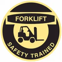 Hard Hat Label: Forklift Safety Trained, 2 in Dia, English, Non-Reflective, 4 Labels, Circle, 4 PK (MPN 42243)