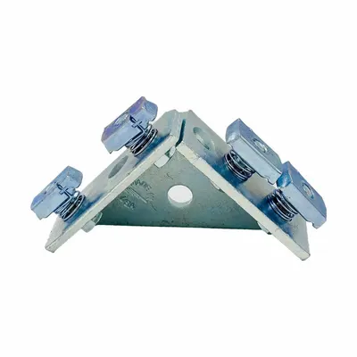 DAKOTA SYSTEMS Steel Gusseted Corner Angle Plate, 7 Holes, 9/16 in Dia, Silver - Angle Plates