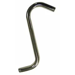 This non-flanged shower arm features a chrome finish and NPT connection for standard plumbing installations. It serves as the connecting component between a showerhead and the water supply pipe in residential or commercial bathrooms.