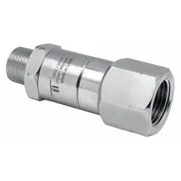This MOSMATIC rotating joint is a single-passage union made of nickel-plated C38500 brass, designed for air service. It features a 3/8 in stationary port and a maximum speed of 30 RPM. Typical applications include transferring air from a stationary supply line into rotating machinery in industrial settings such as packaging, printing, and material handling