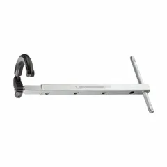 Alloy steel basin wrench with a telescoping handle and swivel, spring-loaded claw for right- and left-handed rotation. Overall width 5 1/2 in. Used for tightening or loosening nuts on faucet mounting hardware in confined under-sink spaces.