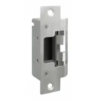 Cylindrical electric strike for access control systems, constructed of stainless steel. Operates on 12/24V input voltage with a heavy-duty performance rating (Duty 1). Designed for use in commercial and industrial door applications where remote or card-based entry is required