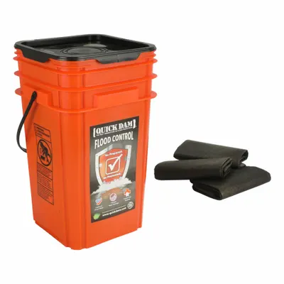 QUICK DAM Flood Bag Emergency Kit: Fresh Water, 3 1/2 in Overall Ht - Water-Activated Flood Barrier Kits