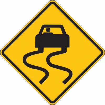 LYLE Traffic Sign: 24 in x 24 in Nominal Sign Size, Aluminum, 0.08 in - Slippery When Wet Signs