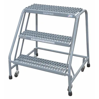 COTTERMAN Step Stool: 2.5 ft Overall Ht, 450 lb Load Cap, 3 Steps, Steel - Rolling Step Stools