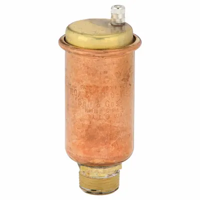 BELL & GOSSETT Air Vent: One Port, Top Port, 1/2 in FNPT, For Water, Brass Body, 150 psi Max. - Vertical-Discharge Air Vents