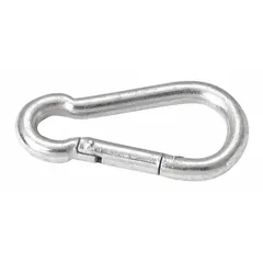 Steel spring snap with a 3/8 in opening and a 160 lb working load limit. Suitable for light-duty lanyards, tethering, and general industrial securing. Not for fall protection applications.