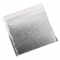 Silver bubble mailer with usable width of 13 3/4 in and usable length of 11 in. Outside length is 11 in. Includes tear strip for easy opening. Supplied in a 48-pack. Suitable for shipping lightweight, fragile items requiring cushioning.