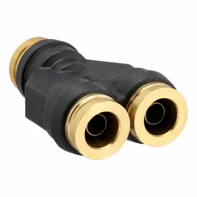 PARKER Push-Fit Wye Fitting: 1/2 in OD x 1/2 in OD x 1/2 in OD Fitting Size - Brass & Composite Air Brake Fittings
