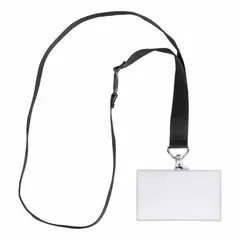 Vertical plastic badge pouch for displaying ID cards, access passes, or credentials. Measures 3 5/8 inches wide by 2 1/8 inches high. Sold in a pack of 10. Suitable for use with lanyards or badge reels in workplace or event settings.