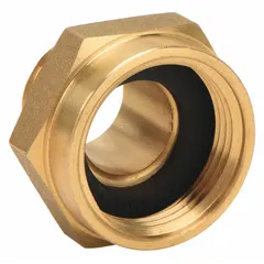 This brass rigid adapter connects fire hose to hydrant or standpipe systems. It features NPSH x GHT threading and a straight, hex design for secure, leak-resistant connections in firefighting and industrial water-delivery applications.