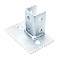 Steel post base for single 1-5/8 in x 1-5/8 in strut channels. Electroplated finish. Six holes for mounting. Used to support conduit, piping, or equipment in strut channel framing systems