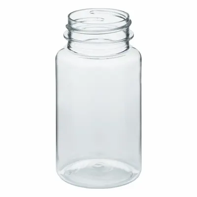 QORPAK Wide Mouth Bottle: PET, 120 mL, 4 fl oz, Colorless, 38-400, No Closure - PET Wide Mouth Round Lab Bottles