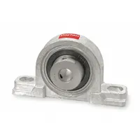 This inch-system pillow block ball bearing features a zinc die-cast housing with set-screw locking for secure shaft mounting. With a 1-1/8 in shaft height and 5,000 RPM maximum speed, it supports rotating shafts in industrial machinery, conveyors, and material handling equipment under light-to-moderate loads. Mounting bolt size is 3/8 in