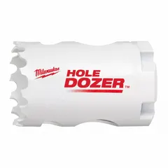 This bi-metal hole saw cuts through wood, metal, and plastic. With 3.5 teeth per inch and a 1 5/8 in maximum cutting depth, it is suited for creating clean holes in sheet metal, drywall, or plywood. Sold without arbor.