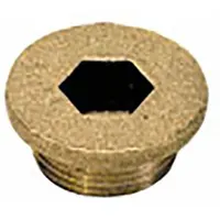 Threaded extreme-pressure instrumentation pipe fitting for sealing unused ports in high-pressure hydraulic or pneumatic systems. Made from C36000 brass with metric threading and a 16 mm fitting pipe size. Rated for maximum operating pressure of 3,626 psi. Length: 1/2 in