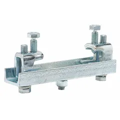 Structural seismic bracing component used to restrain piping and mechanical systems against earthquake or wind-induced sway. Made of steel with a plain finish. Measures 4-3/4 in height, 16 in length, and 2 in width.