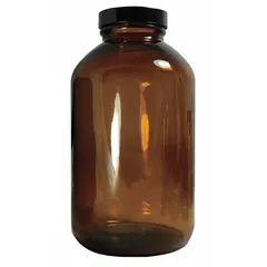 Amber Wide Mouth Glass Lab Bottles, 30 mL, 28-400, Soda Lime Glass, 36 mm Body Dia, Pack of 24 (GLC-05984)