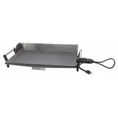 This manual electric countertop griddle features a 21 in x 12 in stainless steel cooking surface and operates at 120V AC. The manual control type allows precise temperature adjustment. Suitable for cooking flat-top foods in commercial kitchens, diners, and food trucks.