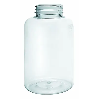 QORPAK Packer Bottle: PET, 500 mL, 16.9 fl oz, Colorless, 45-400 mm, No Closure - PET Wide Mouth Round Lab Bottles