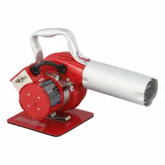 This 240V AC heat blower features a loop handle and three-prong plug, delivering a fixed 750°F temperature at 9.4A. Suitable for industrial heating tasks such as shrinking tubing, bending plastics, drying components, and loosening adhesives in maintenance and repair environments.