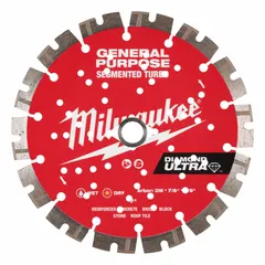 This 7-inch diamond saw blade is designed for wet or dry cutting on masonry saws. It is suitable for cutting block, brick, pavers, rebar, and stone in construction and demolition applications.
