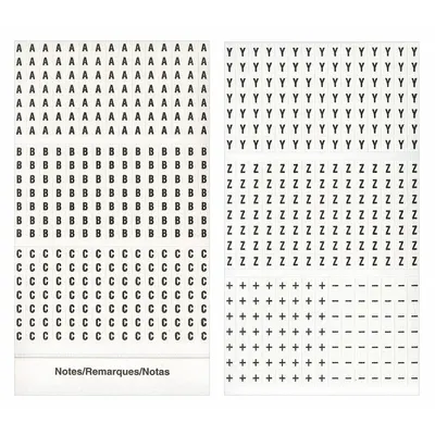 3M Wire Marker Book: A to Z/– (Minus)/+ (Plus), Black on White, 426 Labels - Preprinted Wire Marking Label Sheets