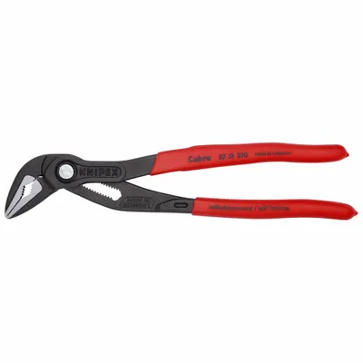 KNIPEX Water Pump Plier: V, Push Button, 1 1/4 in Max Jaw Opening, 10 in Overall Lg - V-Jaw Tongue & Groove Pliers