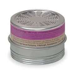 Threaded combination cartridge/filter with NIOSH Organic Vapor (OV) rating. Yellow color coding for easy identification. Compatible with MSA Comfo Twin-Cartridge Series reusable respirators. Sold in a 6-pack.