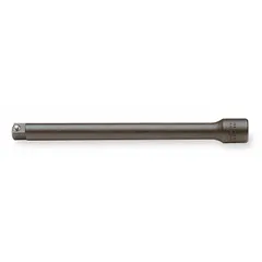 This impact socket extension has a 1-1/2" input and output drive size, extending the reach of impact sockets in heavy-duty fastening applications. The black oxide finish provides corrosion resistance. Suitable for industrial maintenance, construction, and automotive repair where 1-1/2" drive tools are used.