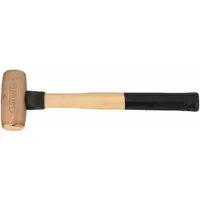 Brass Mallet: Wood Handle, Textured Grip, 3 lb Head Wt, 1 1/2 in Dia, 3 3/4 in Head Lg (MPN AM3BRWG)